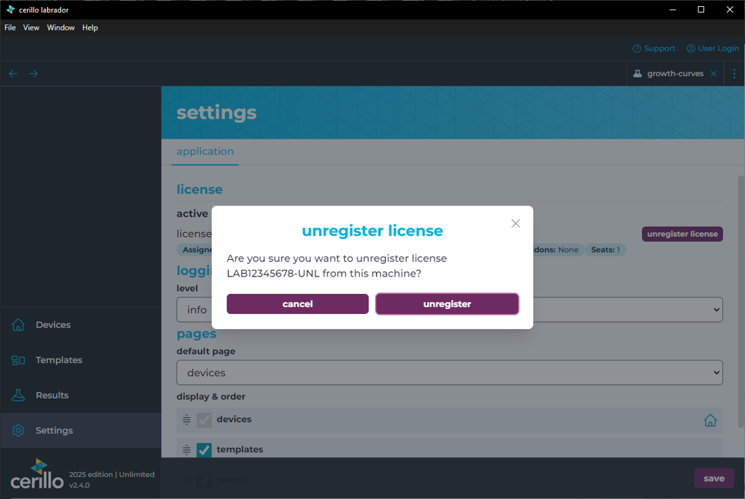 unregister confirmation