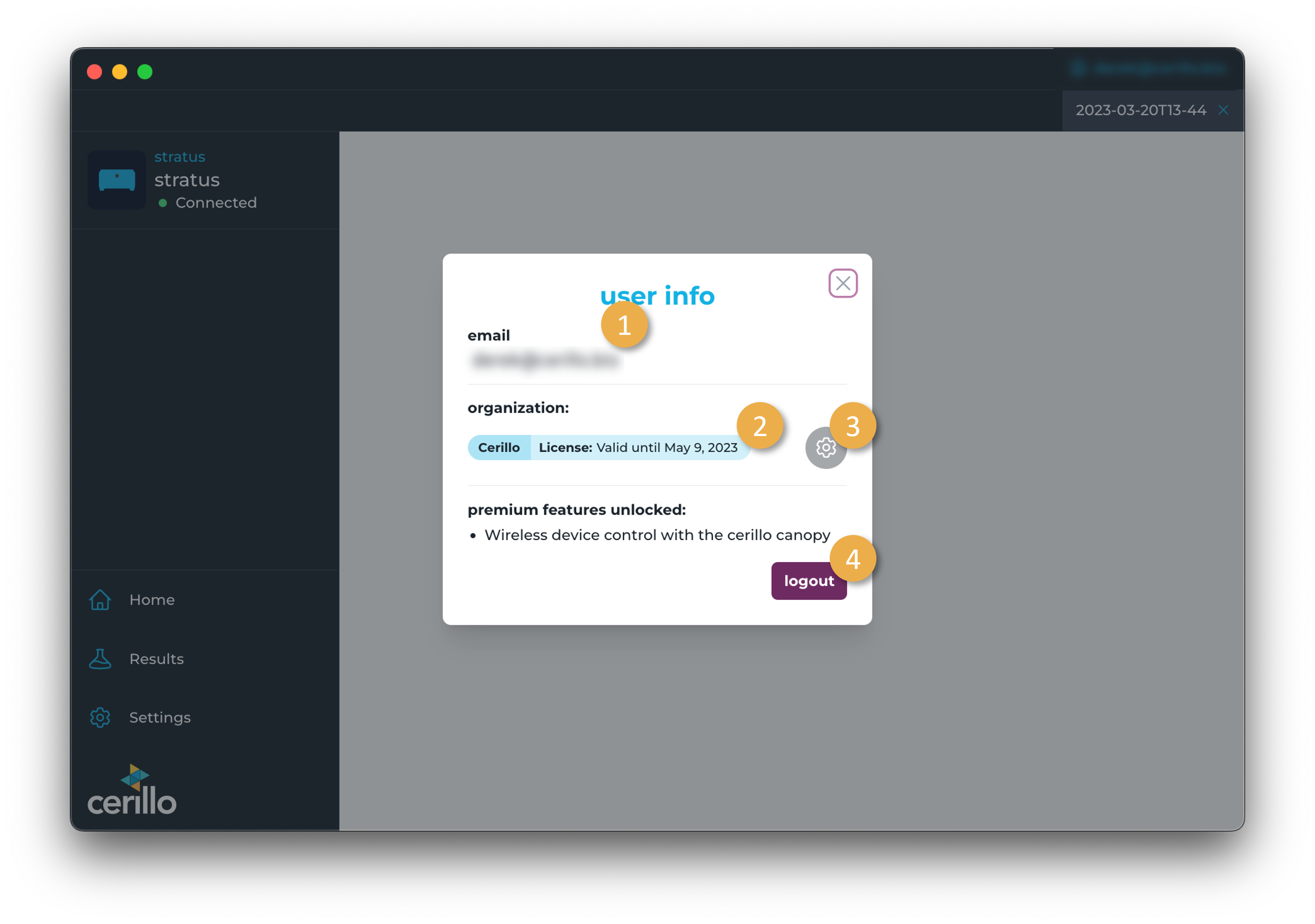 User Info Dialog